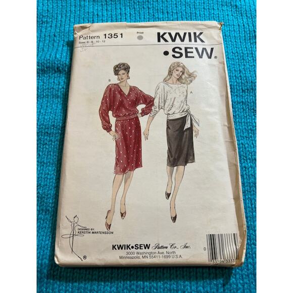 Kwik Sew pattern 1351 dolman top straight skirt 1980s - Picture 1 of 5
